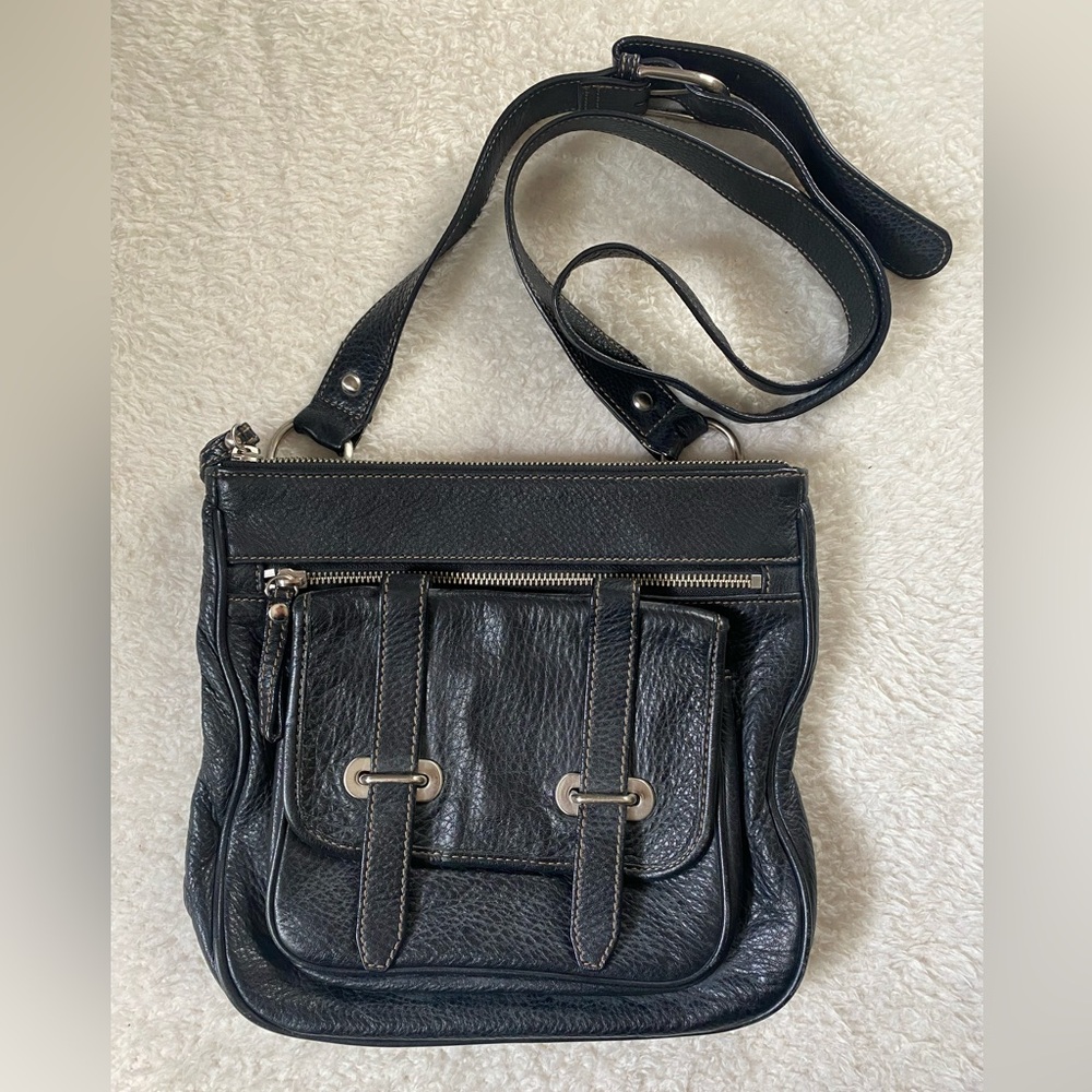 Danier Black Leather Crossbody Purse / Shoulder Bag